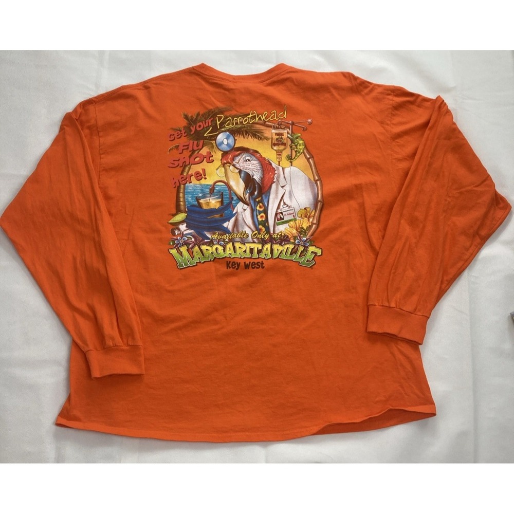 Jimmy Buffett Margaritaville Key West Flu Shot Long Sleeve Graphic T Shirt 2XL